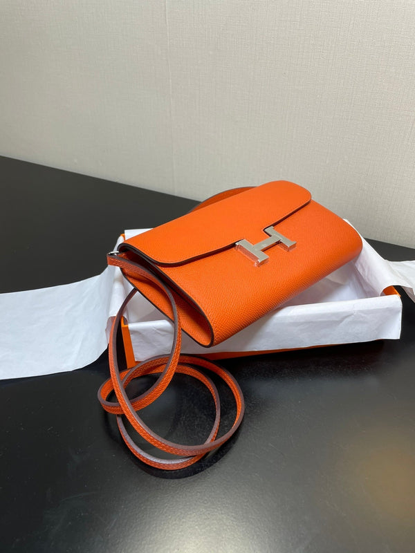 CONSTANCE TO GO 20.5 ARANCIONE EPSOM ARGENTO HARDWARE