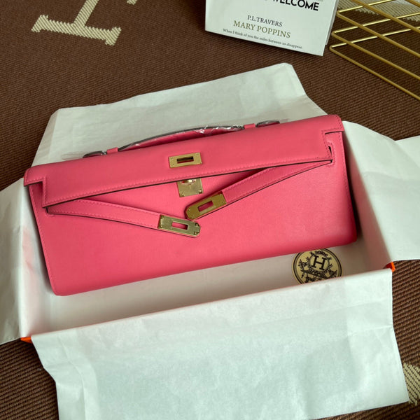 HM Kelly Cut 31cm Rosa Swift Leather Ghw