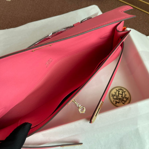 HM Kelly Cut 31cm Rosa Swift Leather Ghw