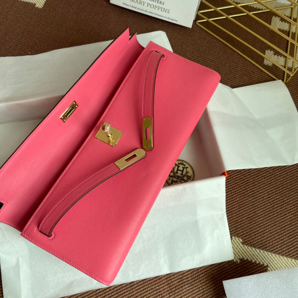 HM Kelly Cut 31cm Rosa Swift Leather Ghw