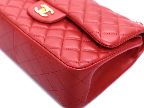 BORSA A PATTA JUMBO 30CM PELLE DI AGNELLO ROSSA FERRAMENTA ORO