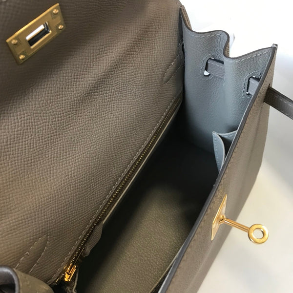 hm kelly 32cm dark grey epsom leather gold hardware