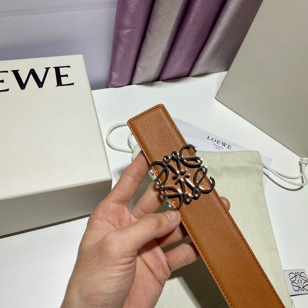 Anagram belt 40mm reversible black brown silver buckle