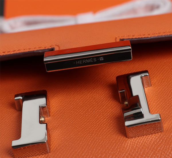 HM CONSTANCE BAGS 22 ORANGE EPSOM SILVER HARDWARE