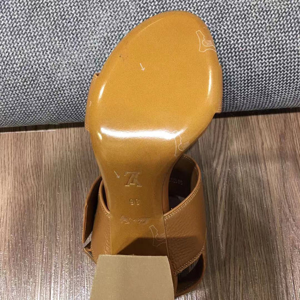 LV Horizon Ankle Strap Sandals 75mm Brown Yellow Calfskin