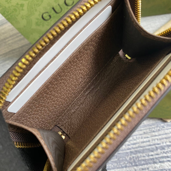 PORTAFOGLIO OPHIDIA GG 11 IN TELA BEIGE ED EBANO