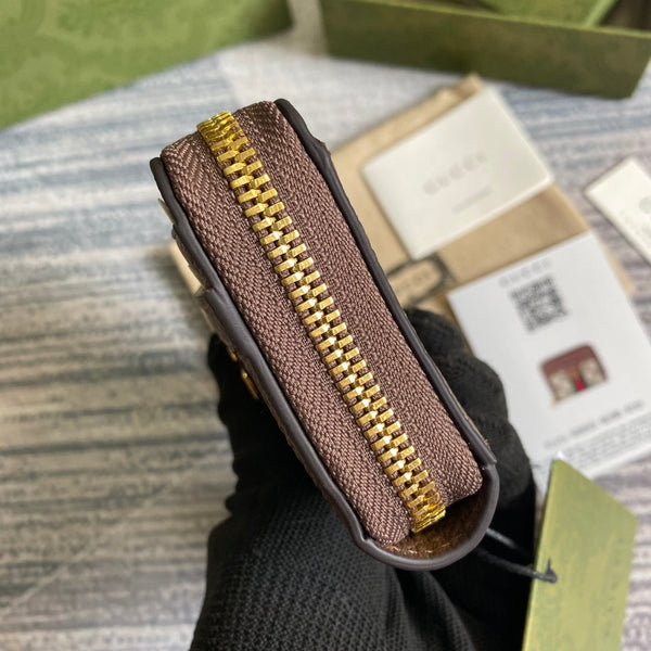 PORTAFOGLIO OPHIDIA GG 11 IN TELA BEIGE ED EBANO