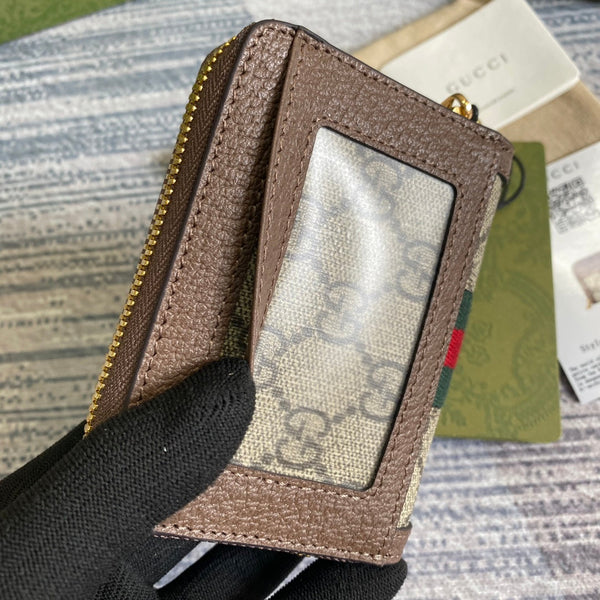 PORTAFOGLIO OPHIDIA GG 11 IN TELA BEIGE ED EBANO