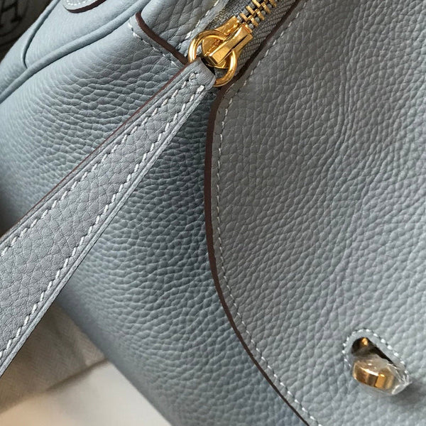 BORSA HM LINDY 30 IN PELLE DI VITELLO BLU NEPAL CON FERRAMENTA ORO