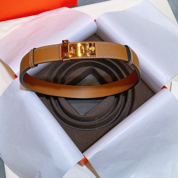 cintura collier de chien 24mm fibbia marrone in oro epsom
