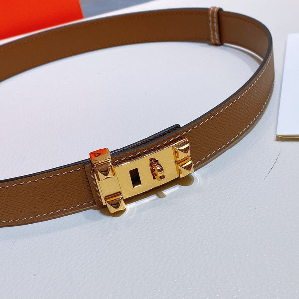 cintura collier de chien 24mm fibbia marrone in oro epsom