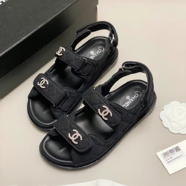 Sandalo da papà CC 25S in pelle di vitello nera denim