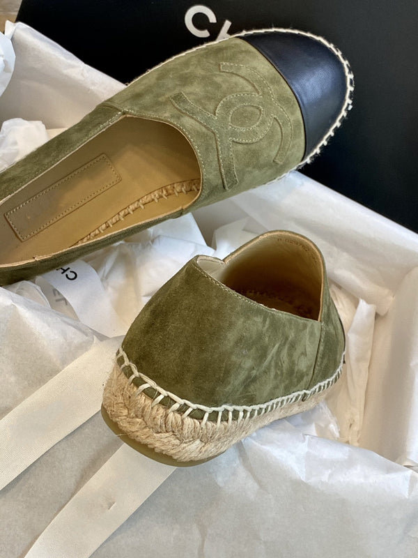espadrillas color cachi scamosciato nero pelle di agnello