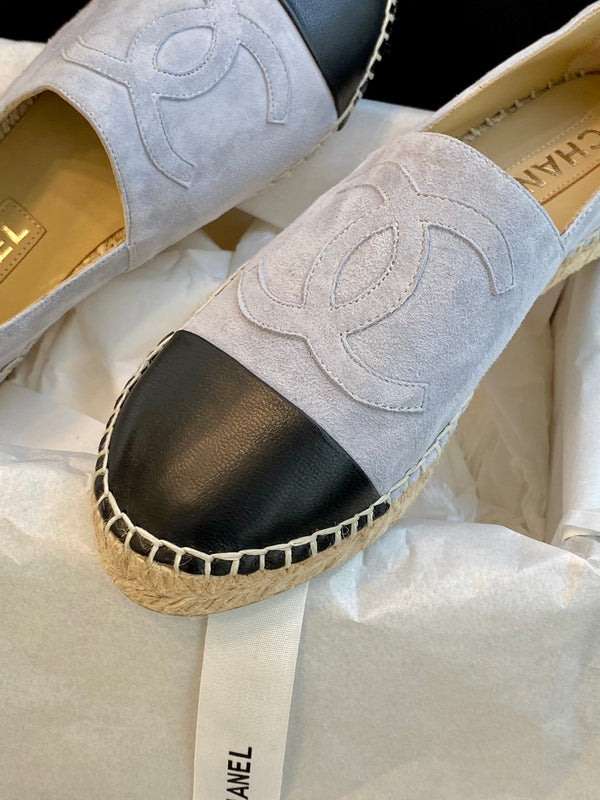 espadrilles grey suede black lambskin