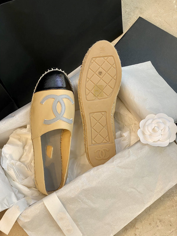 espadrillas beige nere in pelle di agnello