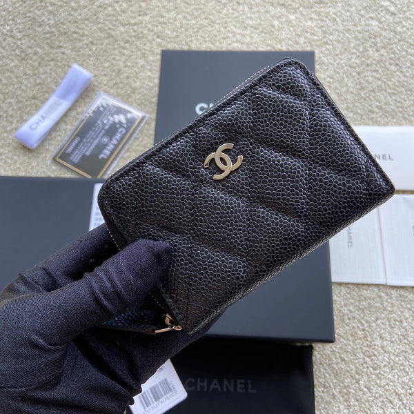 CC Classic Zipper Card Holder Black Caviar Sliver Steel 229630
