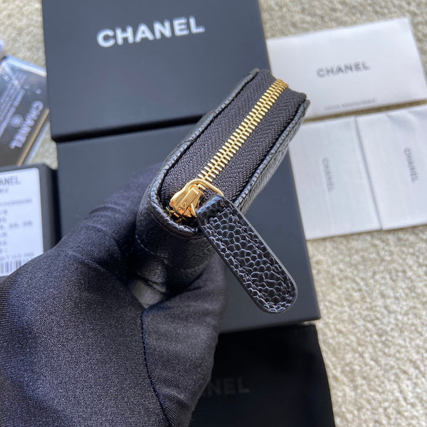 CC Classic Zipper Card Holder Black Caviar GHW 156535