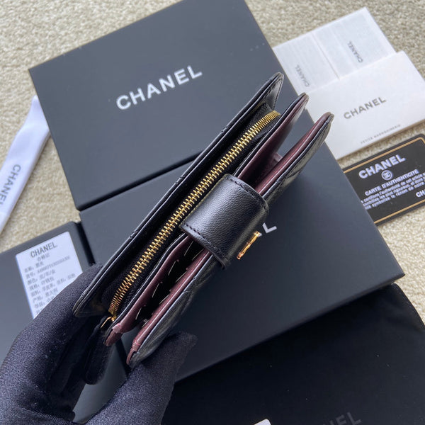 CC A48667 Zip Pocket Wallet Black Sheepskin GHW 229762