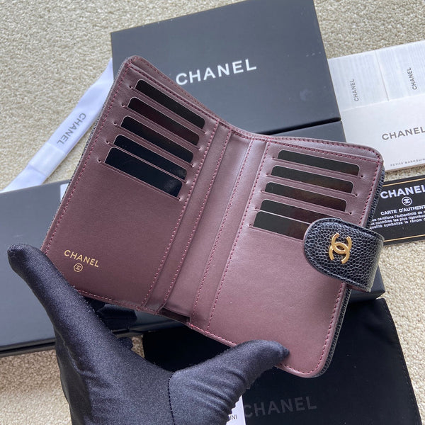 CC A48667 Zip Pocket Wallet Black Caviar GHW 229758