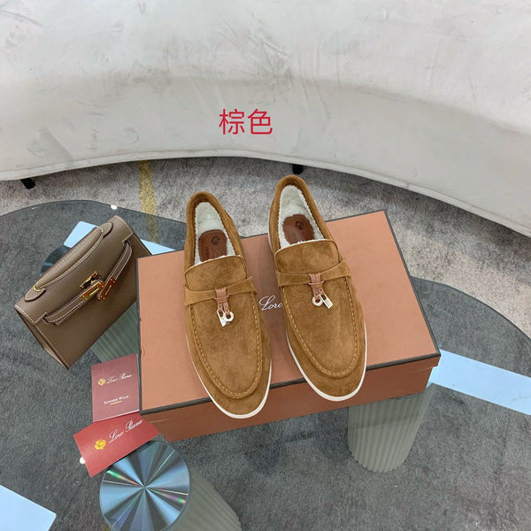 LP 26s Open Walk Loafers 2cm Ochre Suede Shearling SHW 110785