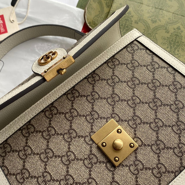 Gucci Ophidia 25cm Bag Ebony White Canvas Leather 239794