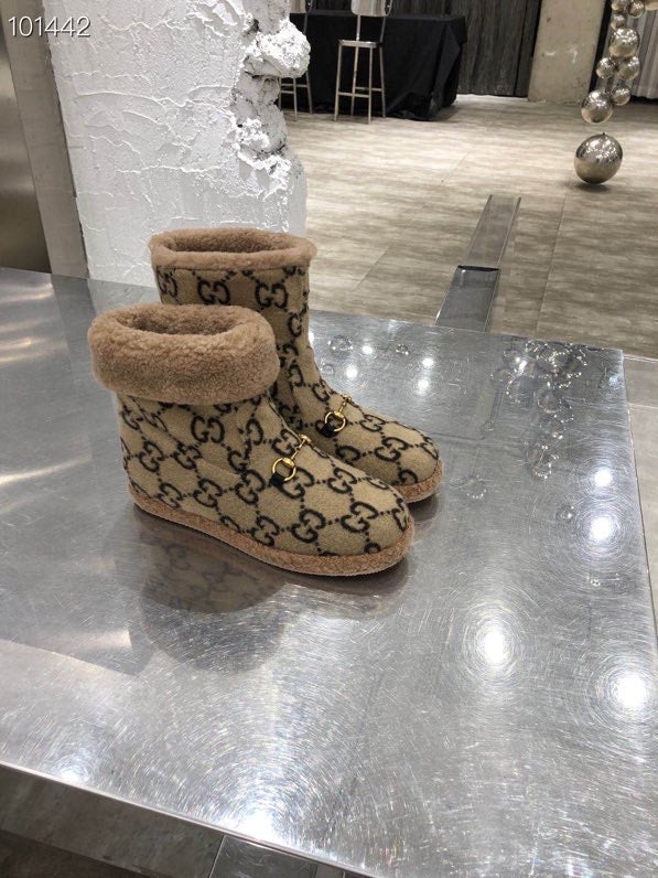 Gucci 2025 Monogram Bottes Laine Beige Noir 564784