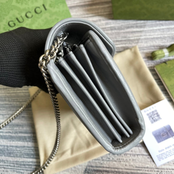 BORSA A TRACOLLA GG MARMONT MINI 20 IN PELLE DI VITELLO GRIGIA