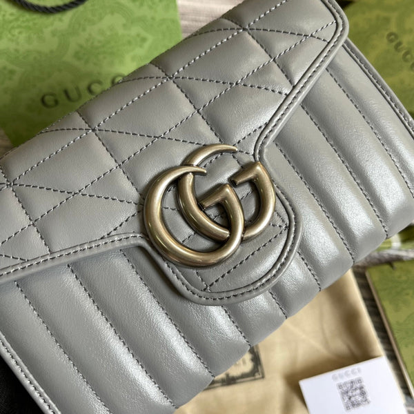 BORSA A TRACOLLA GG MARMONT MINI 20 IN PELLE DI VITELLO GRIGIA