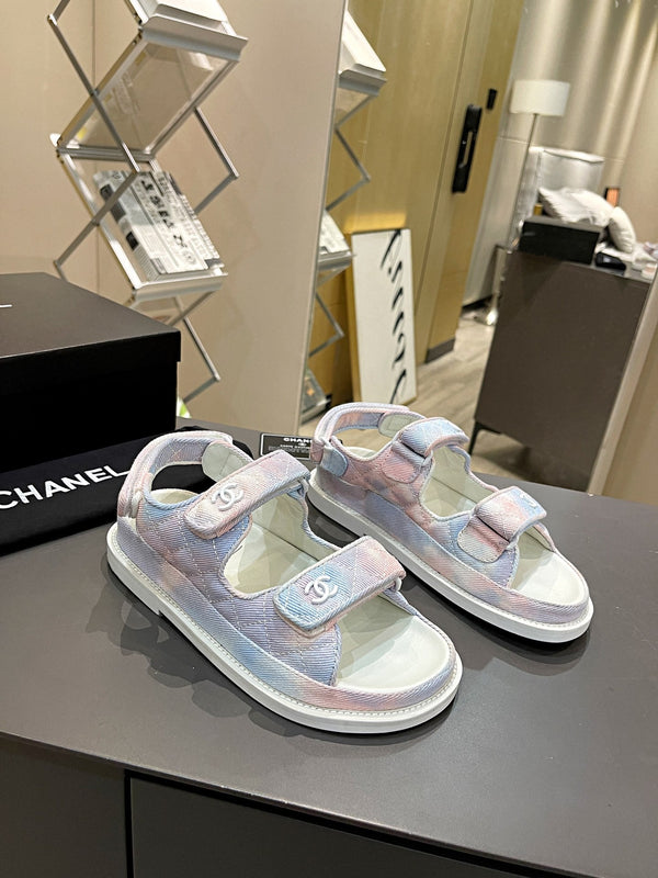 CC Dad Sandal Multicolor Denim Cream Calfskin