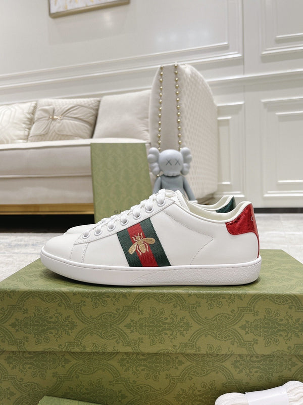sneaker gg ace in vitello bianco con ape