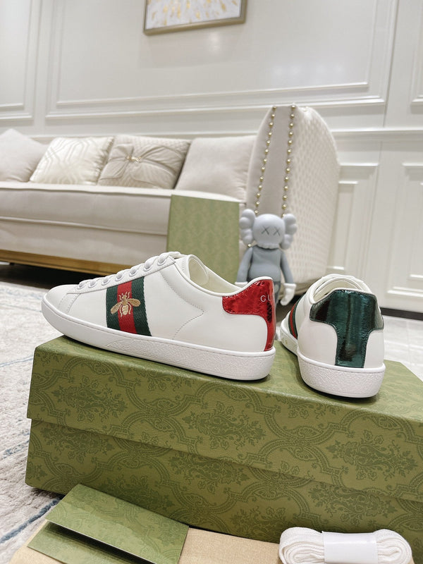 sneaker gg ace in vitello bianco con ape