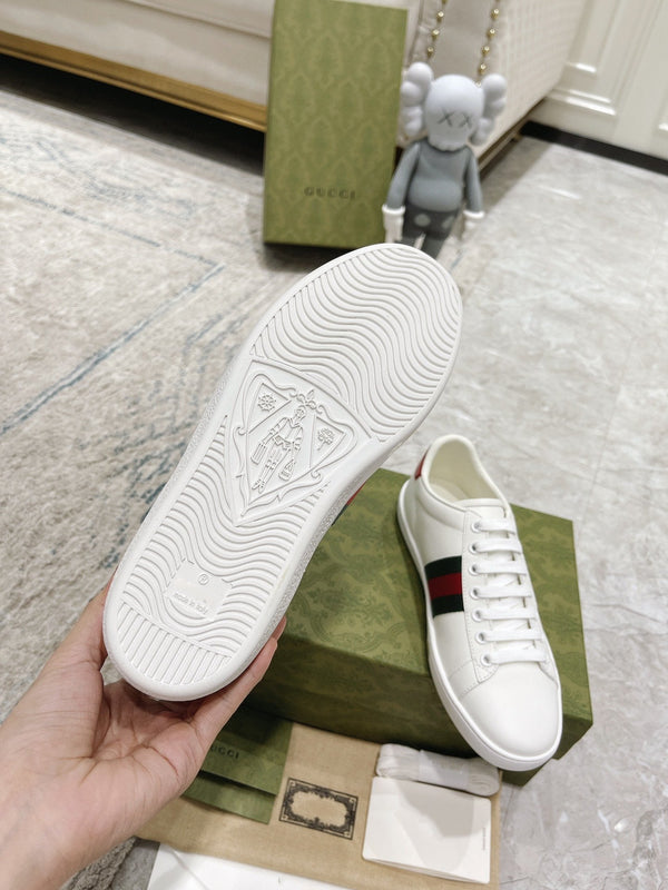 sneaker gg ace in vitello bianco con ape