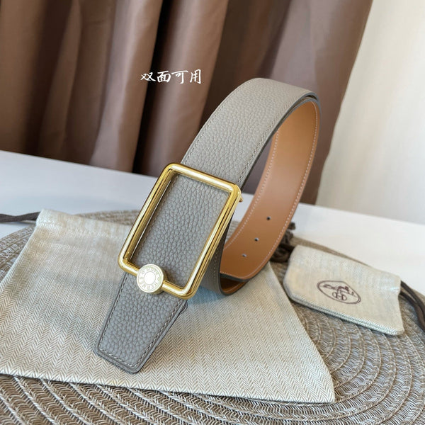 FIBBIA PER CINTURA OSCAR E CINTURINO REVERSIBILE IN PELLE MARRONE KAKI E ARANCIONE 38 MM FERRAMENTA ORO