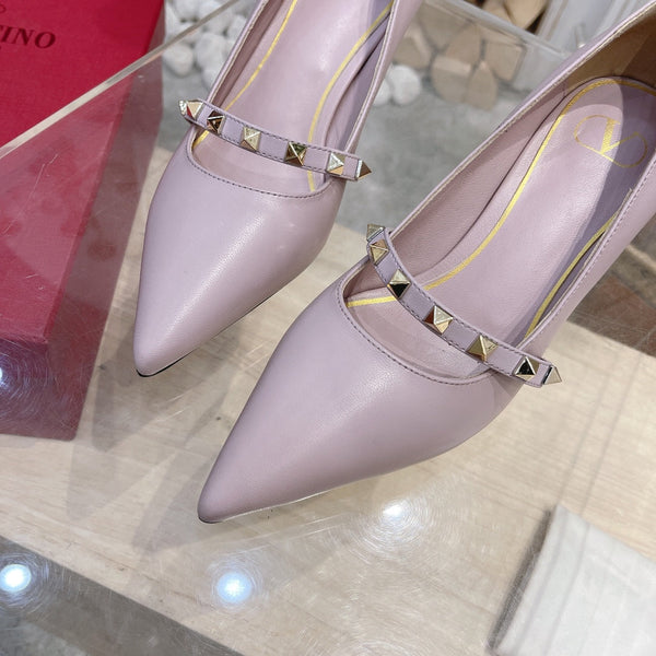 VT Rockstud Pumps Pink Sheepskin Leather