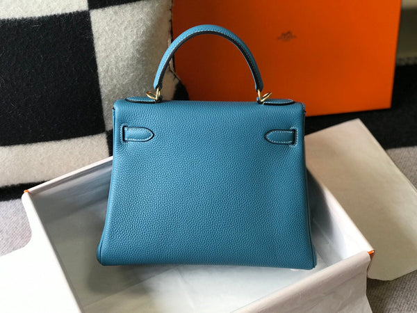 BORSA HM KELLY 32CM IN CERULEO TOGO GOLD HARDWARE