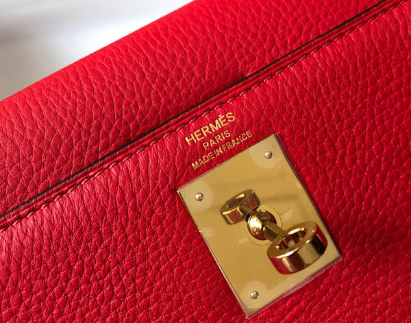 HM KELLY 28CM ROSSO TOGO ORO HARDWARE
