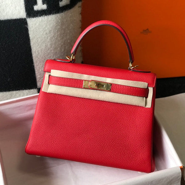 HM KELLY 28CM ROSSO TOGO ORO HARDWARE