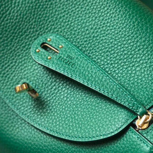 BORSA HM LINDY 30 IN PELLE DI VITELLO VERDE OCEANO CON FERRAMENTA ORO