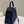 PEEKABOO ISEEU 33 IN NAVY BLUE GRAINED CALFSKIN SILVER HARDWARE