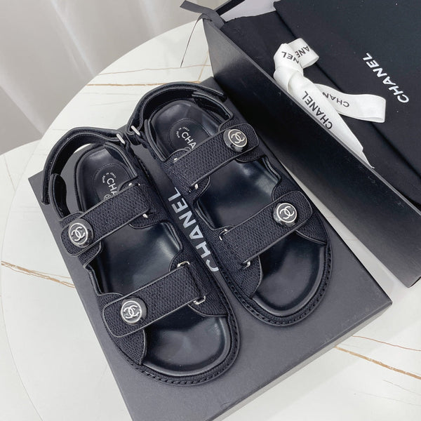 CC Dad Sandal Black Mesh Leather 742948