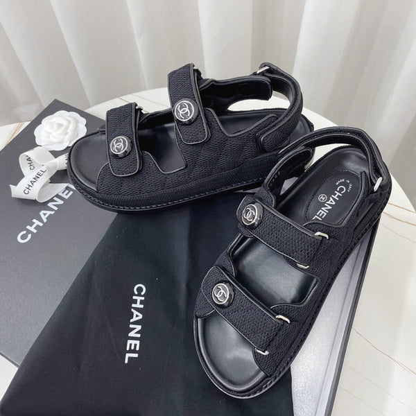 CC Dad Sandal Black Mesh Leather 742948