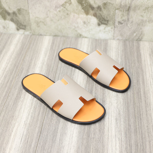 HM IZMIR SANDAL TANGERINE AND PALE GRAY CALFSKIN