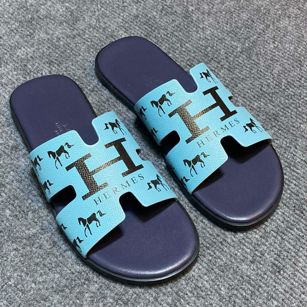 HM IZMIR SANDAL INDIGO AND SKY CALFSKIN WITH ICON