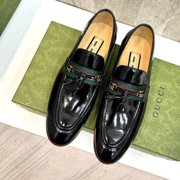 GG Men's Tassel Loafer Black Patent Leather 548745