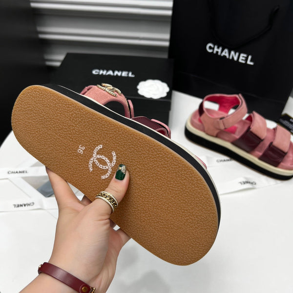 CC 26s Dad Sandal Light Pink Burgundy Leather Suede 867664
