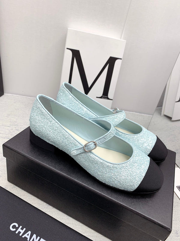 CC 2026 Logo Mary Jane Ballet Flats Calfskin Glitter 161755
