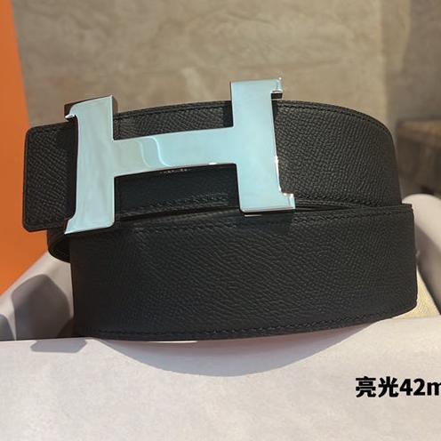 CINTURA HM CONSTANCE CON FIBBIA E CINTURINO REVERSIBILE IN PELLE NERA 42 MM