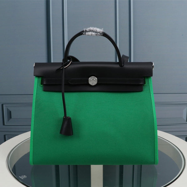 HM HERBAG ZIP 31 TELA VERDE MARE E NERA