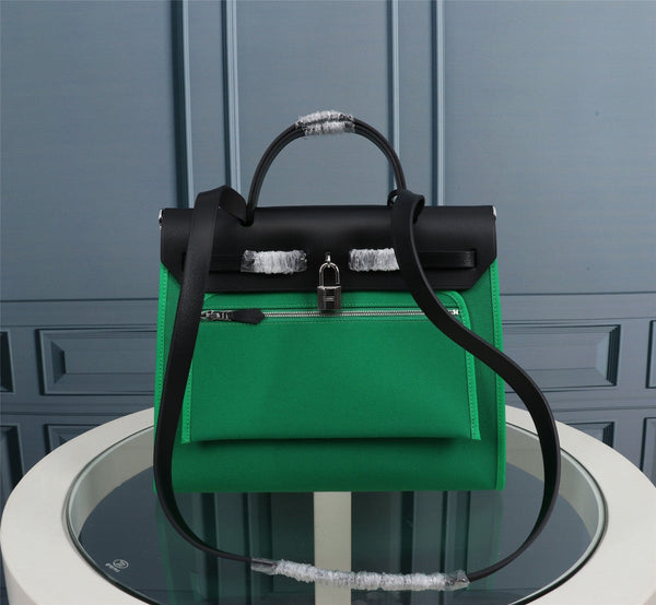 HM HERBAG ZIP 31 TELA VERDE MARE E NERA