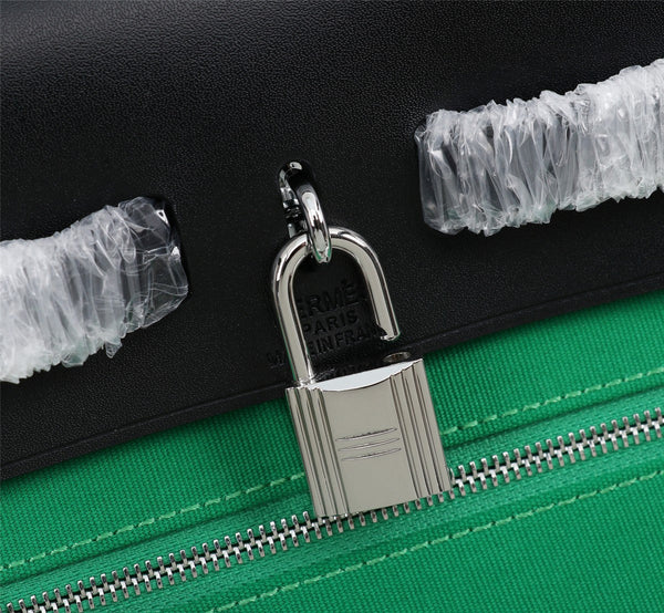 HM HERBAG ZIP 31 TELA VERDE MARE E NERA